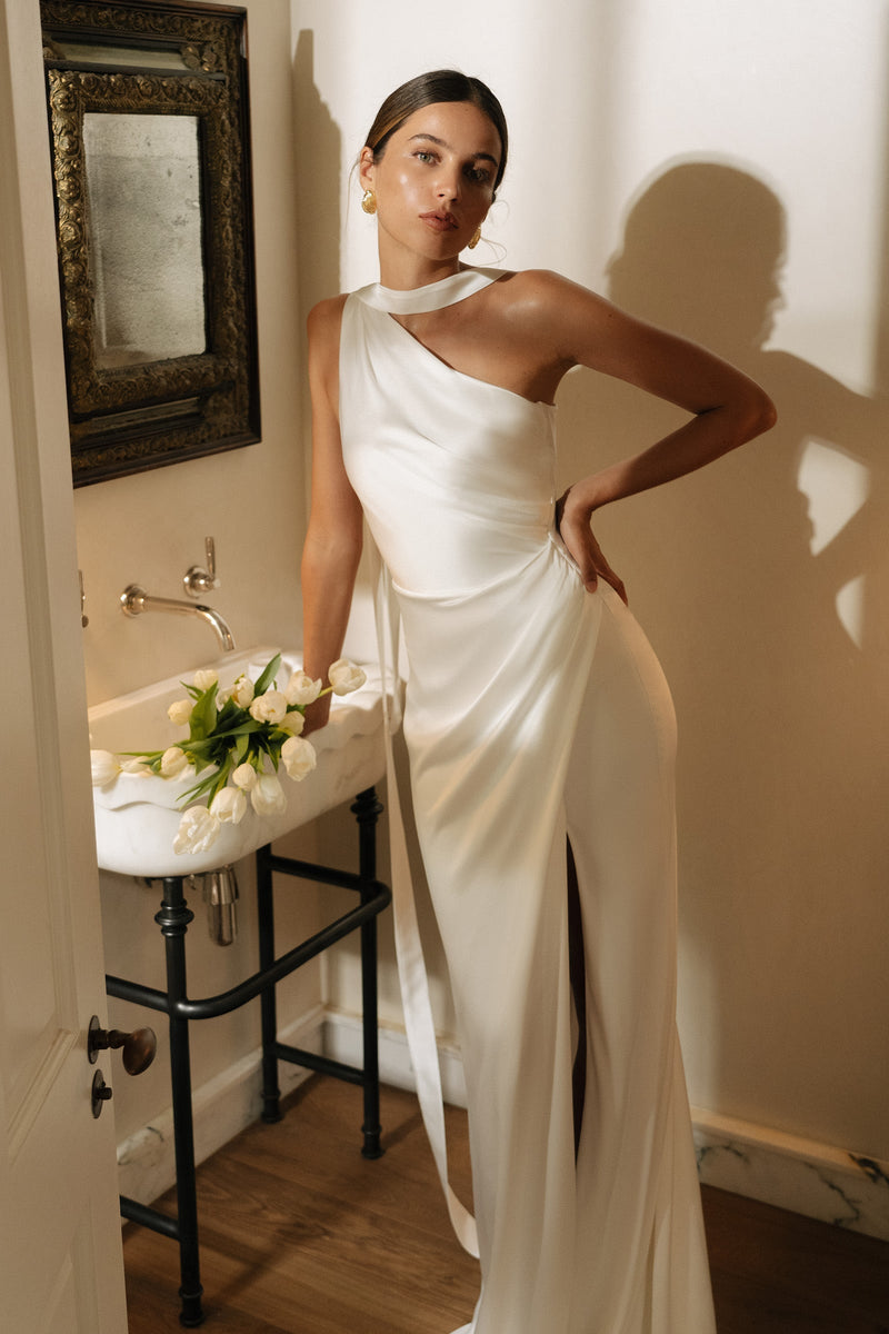 open lace back dress Formal Dress: 27603. Long, One Shoulder, Straight, Closed Back main image 1