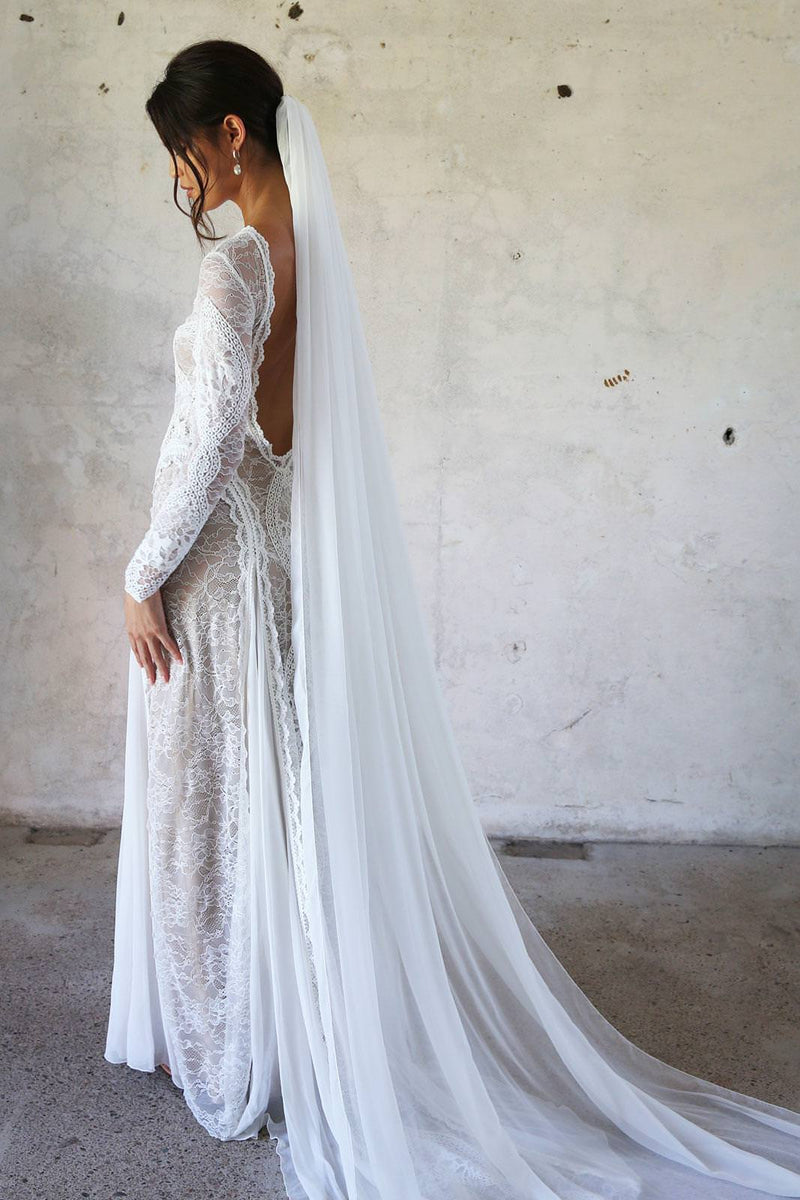 ワンピース UND GRACE CHIFFON VEIL DRESS Gabriela Veil | Silk Ivory Veil – Grace Loves Lace EU