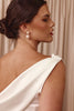 Satin wedding dress and bridal earrings