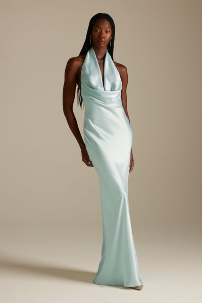 light blue silk bridesmaid dress Dillon Black Lace Fit-and-Flare Wedding global-drop-No Value Size:US14 UK18