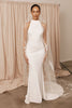 Halter neck wedding dress with veil_XS_