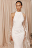 Halter neck wedding dress with veil_XS_