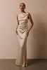 High neck champagne bridesmaids dress