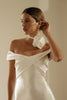Ivory satin rose bridal choker necktie