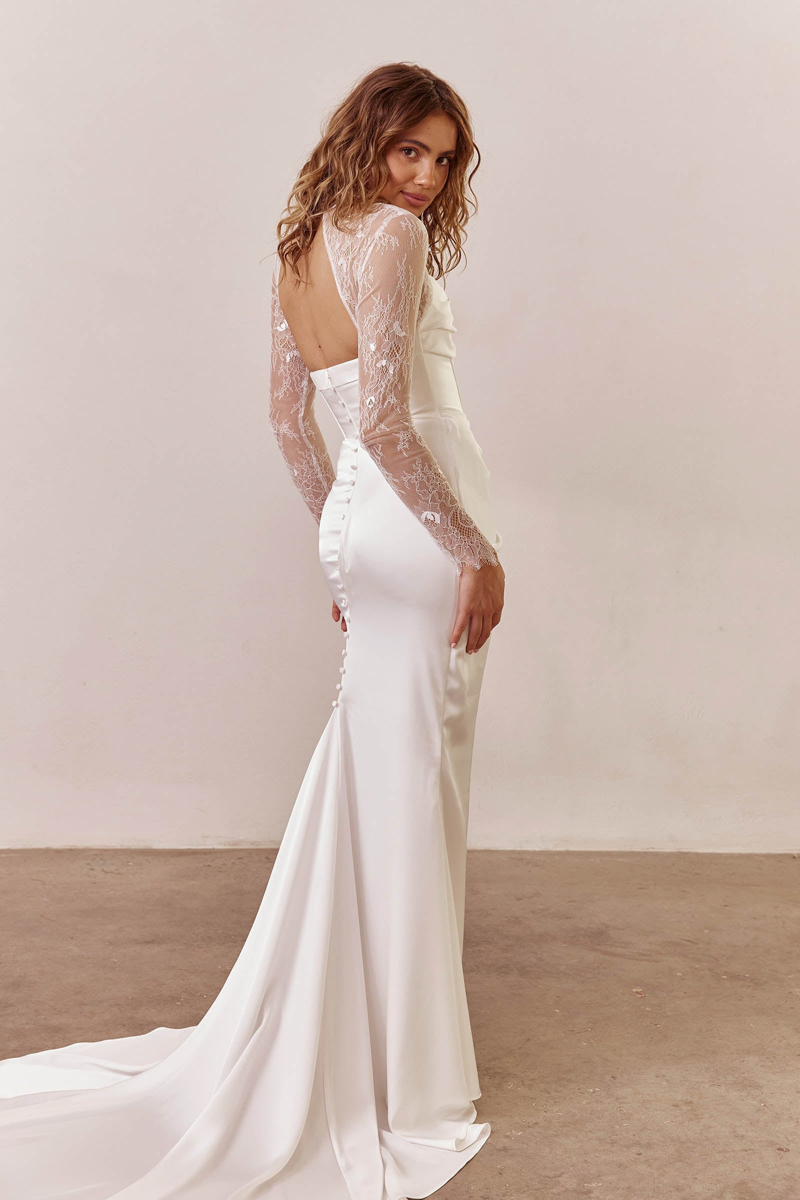 Satin Corset Wedding Dress with lace bodysuit_XS_