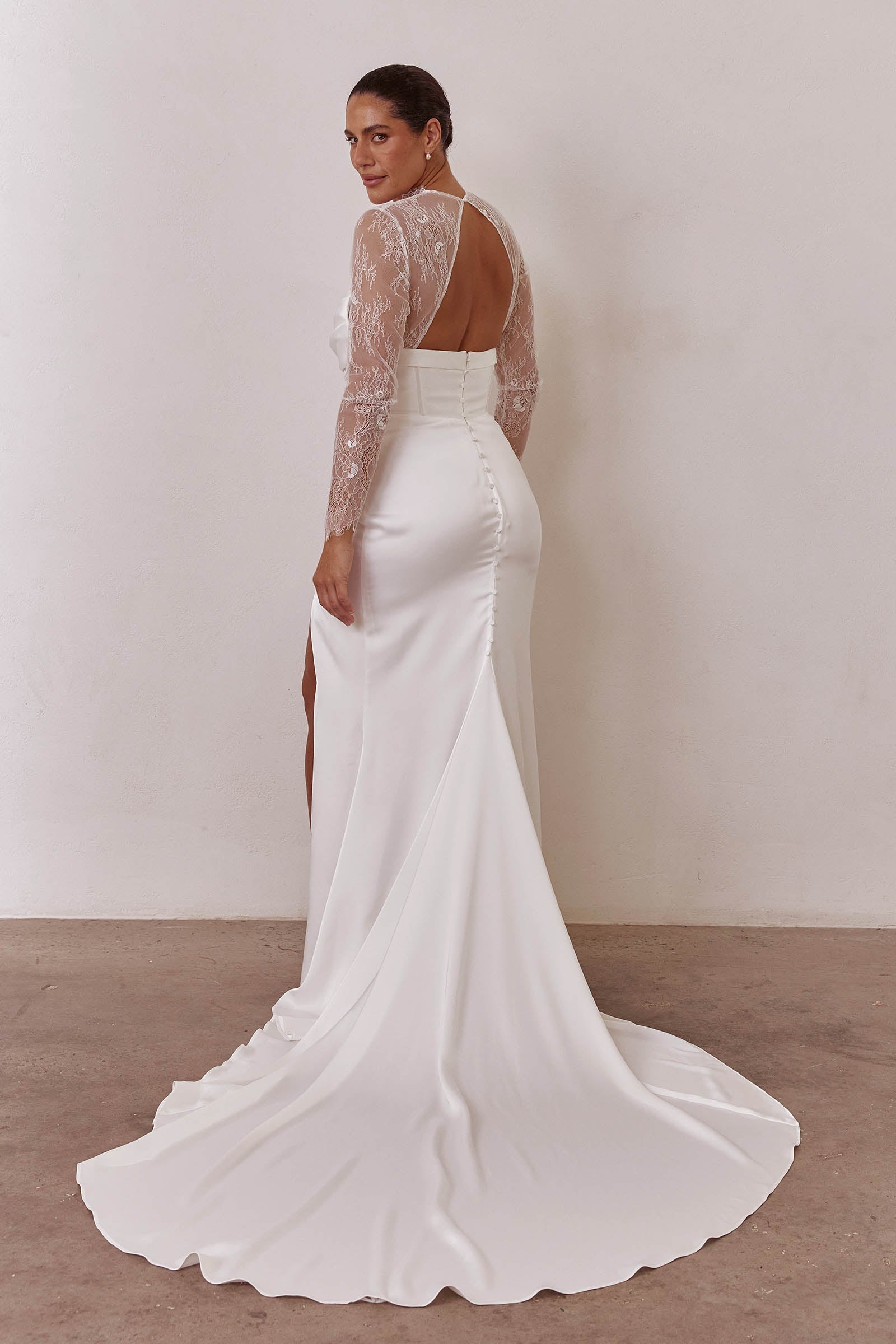 Satin Corset Wedding Dress with open back lace bodysuit_L_