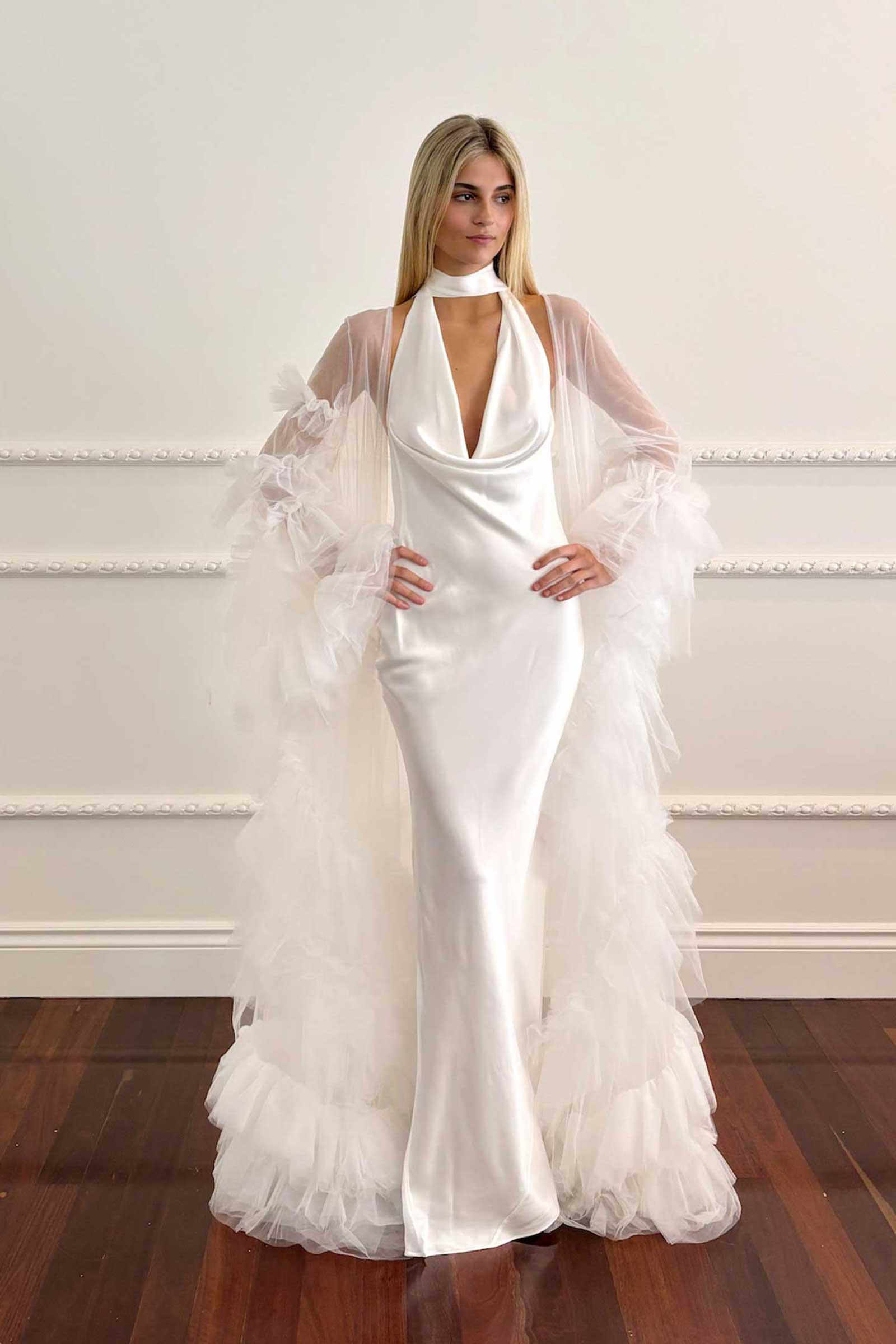 halter satin wedding dress_XS_