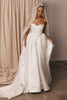 Strapless satin wedding dress with mantilla veil_XS_