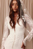 V-neck long sleeve lace wedding dress_XS_