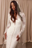 V-neck long sleeve lace wedding dress_XS_