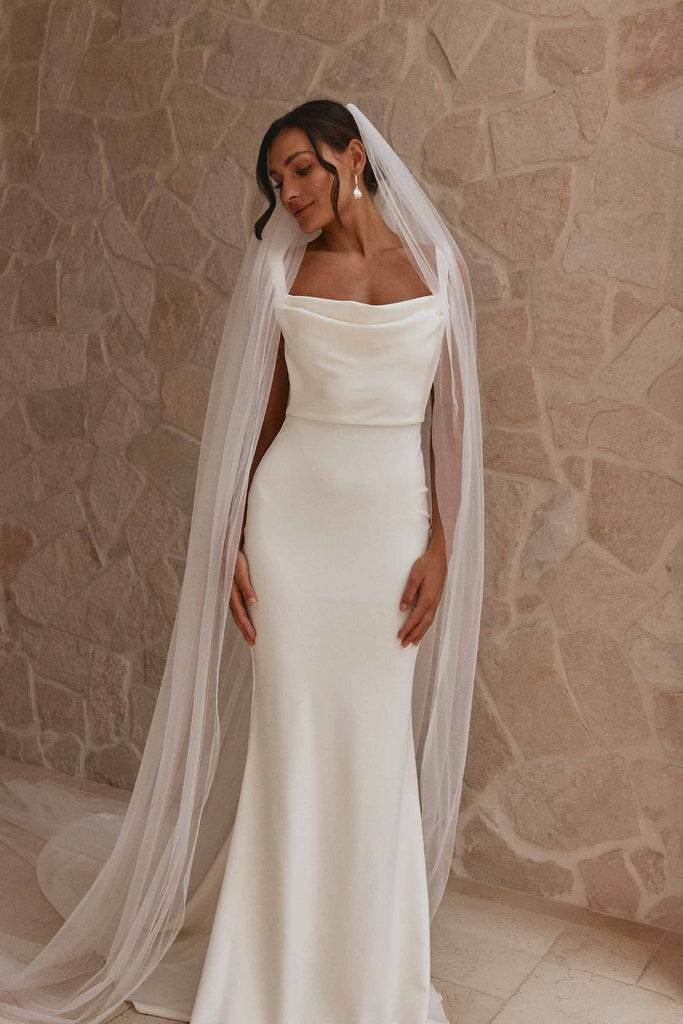 Grace veil paired with the Grace wedding gown