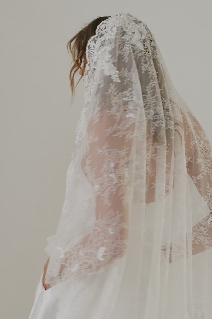 Mantilla Veil with Wedding Dress video