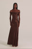 Kai Off the Shoulder Espresso Brown Bridesmaids Dress_XS_