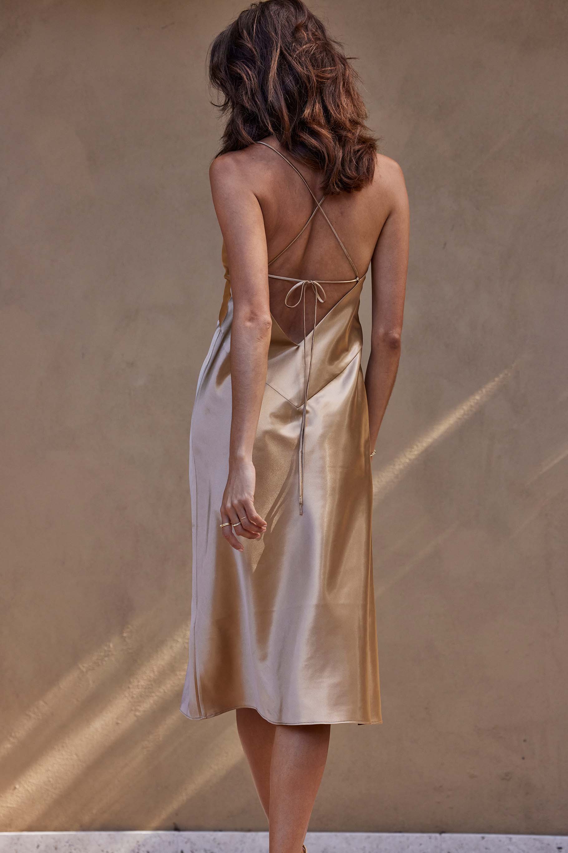 Silky Satin Midi Gold - Main Image